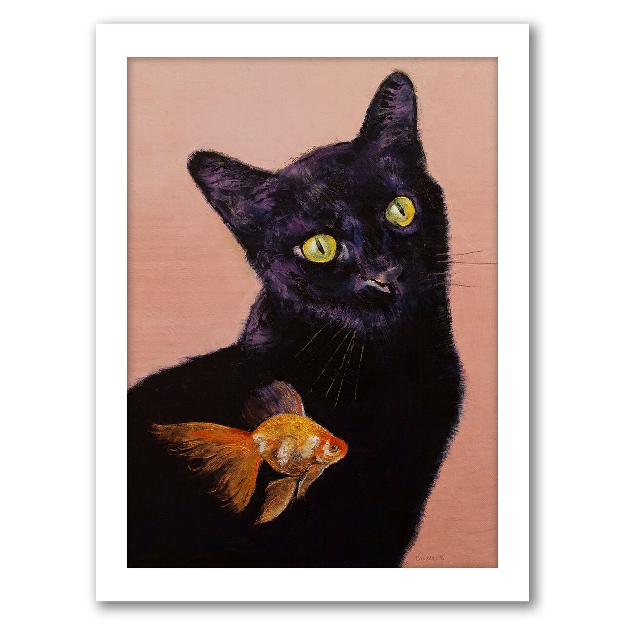 Black Cat And Goldfish by Michael Creese Frame  - Americanflat